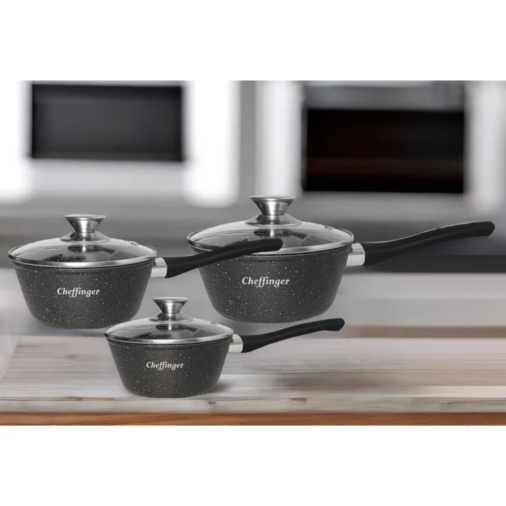 Stielkasserolle Set 6 tlg Ø16-18-20cm Saucenpfanne Pfanne Milchtopf Stieltopf – Bild 2