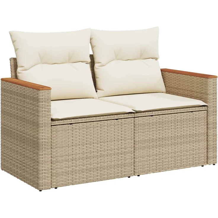 vidaXL Sofa Set 5 stk. Beige und Cremeweiß Polyrattan und Stahl 3447938 – Bild 3