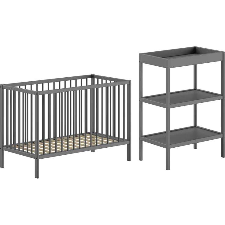 Babymöbel-Set >Dino< in Buche Anthrazit, Massivholz - 124,4x84,4x65,4cm (BxHxT) – Bild 2