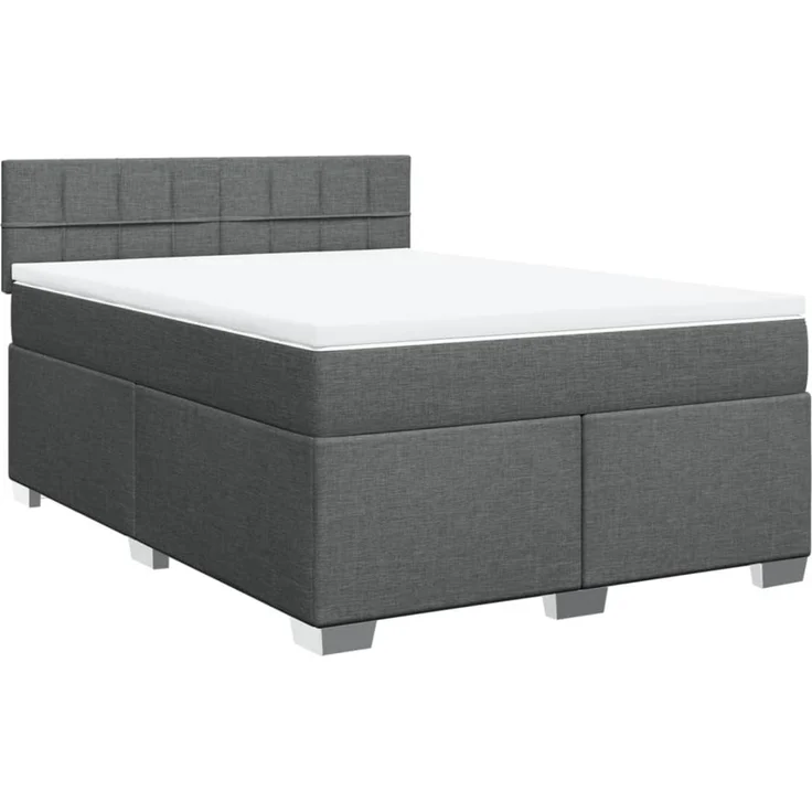 vidaXL Boxspringbett mit Matratze Dunkelgrau 140x200 cm Stoff 3288212 – Bild 3