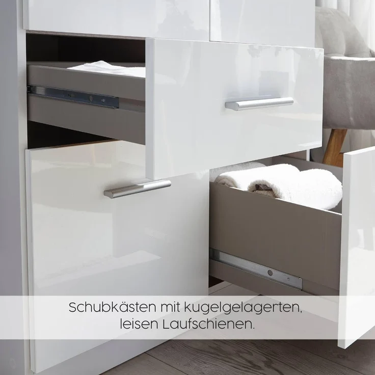 Rauch Möbel Voyager Schrank Kleiderschrank Drehtürenschrank, Eiche Artisan, 4-türig, inkl. 1 Kleiderstange, 7 Einlegeböden BxHxT 187x194x53 cm – Bild 15