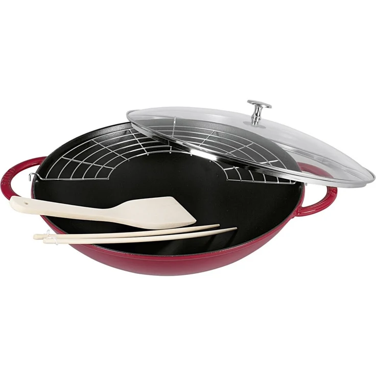 STAUB Wok nClassic Gusseisen 5,7 l Ø37cm kirschrot – Bild 5