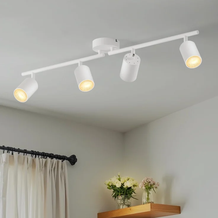 LVWIT Deckenstrahler LED Weiß 4 Flammig Deckenleuchte Schwenkbar GU10 Deckenlampe Spot 4 Flammig Modern Strahler Deckenspot für Küche, Wohnzimmer, Schlafzimmer(Ohne Glühbirnen) – Bild 1