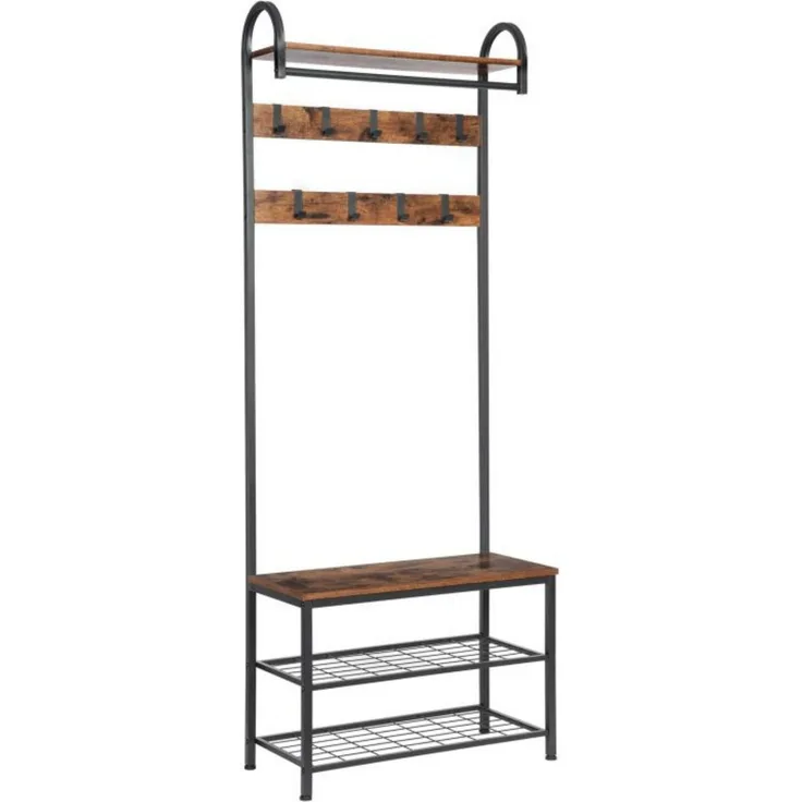 Hoobro GARDEROBENSTÄNDER BRAUN Schuhaufbewahrung (H 182 x T 70 x B 12.6 cm)