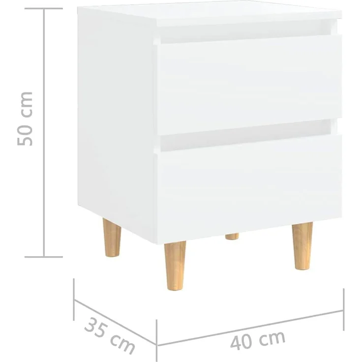 2er-Set Nachttisch mit Schubladen, Holz weiß, 50 x 40 x 35 cm – Bild 8
