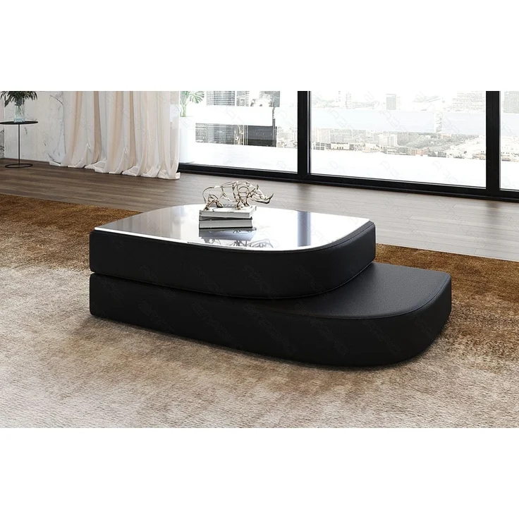 Sofa Dreams - Couchtisch Bari aus Leder – Eleganz & Stil - Kunstleder - Schwarz – Bild 5