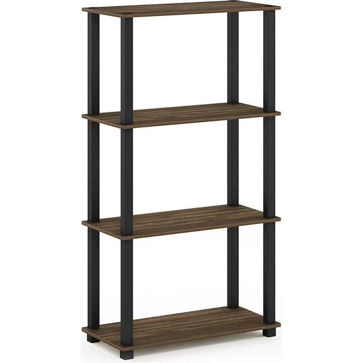 Furinno 4-Ebenen Mehrzweck-Regal mit Vierkantrohr, holz, Columbia Walnut/Schwarz, 29. 46x59. 94x109. 86 cm – Bild 4