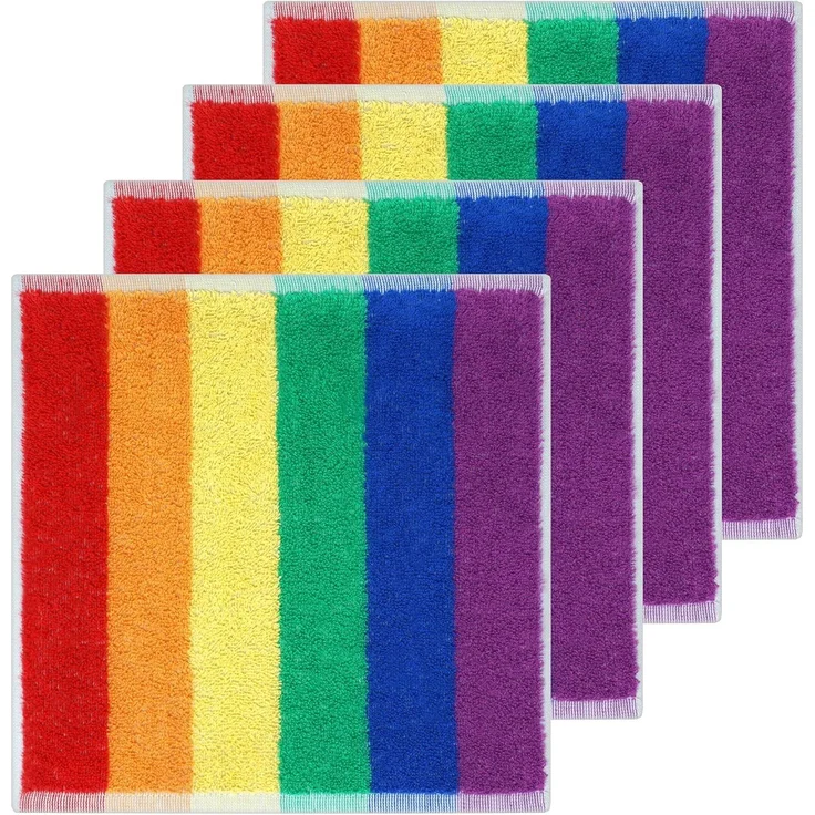 Lashuma Seiftuch Regenbogen, (Set, 4-St), gestreifte Waschlappen 30x30 cm bunt – Bild 1