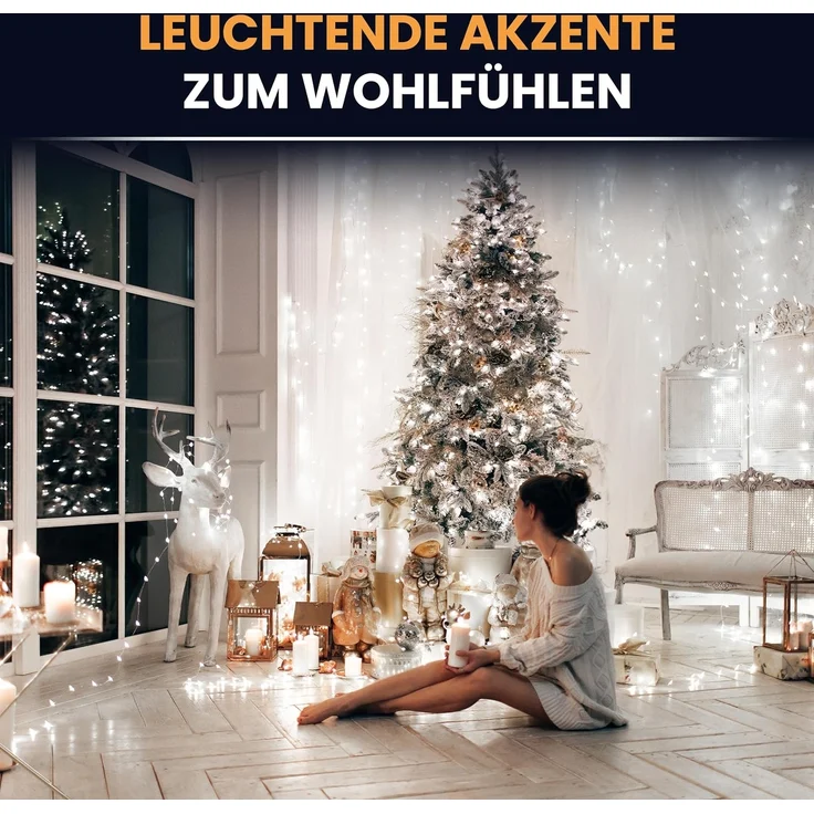 Gartenpirat LED-Lichterkette Christbaum LED Lichterkette Dekobeleuchtung 8 Programme Weihnachten – Bild 3