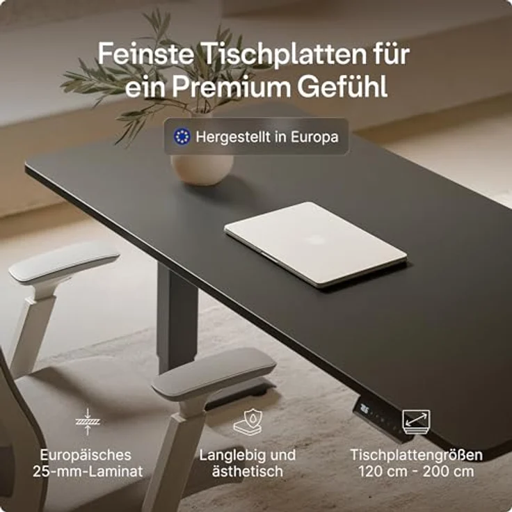 Höhenverstellbarer Schreibtisch - Höhenverstellbar Elektrisch mit Flüsterleisem Dual-Motor & Touchscreen - Hohe Tragfähigkeit - Stehtisch von Desktronic, Schwarz + Schwarz, 160x80 cm – Bild 9