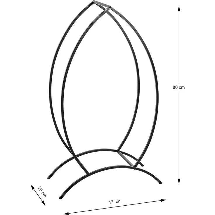 Haku Kaminholzständer oval aus schwarz lackiertem Stahlrohr, freistehend, belastbar bis 30 kg, 47x20x80 cm – Bild 6