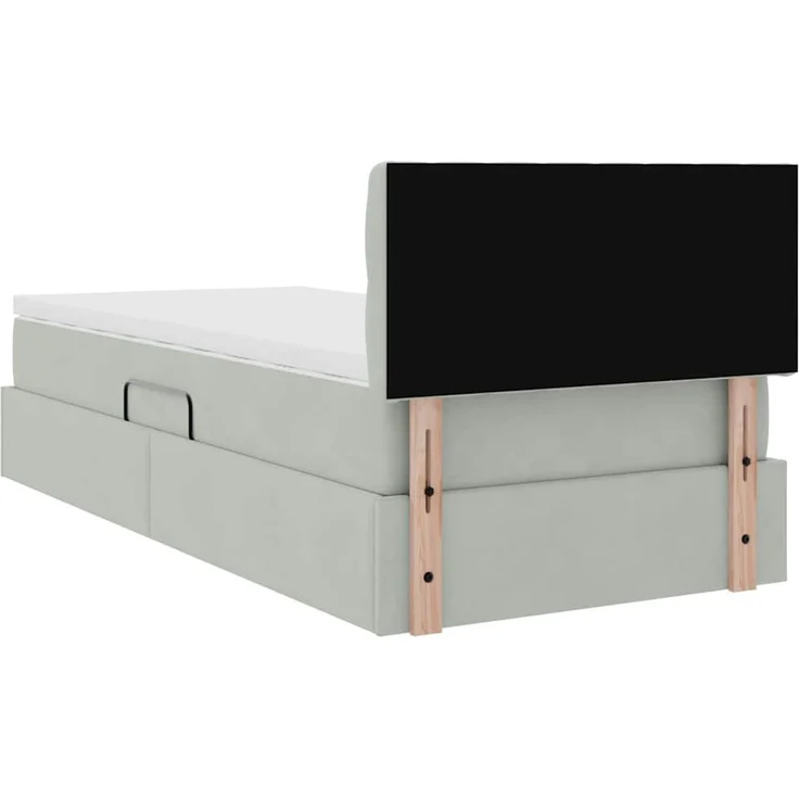 vidaXL LED-Speicherbett mit Matratze Hellgrau 90 x 200 cm Samt 3371427 – Bild 12