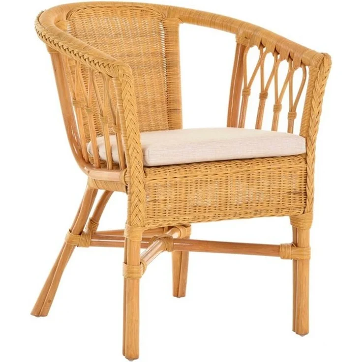 Krines Home Sessel Stapelbarer Rattansessel Bistro Sessel mit Armlehnen Flechtsessel (Sessel nach Auswahl ohne oder mit Polster), in Handarbeit geflochten, Rattanstuhl, Rattan Stuhl – Bild 4