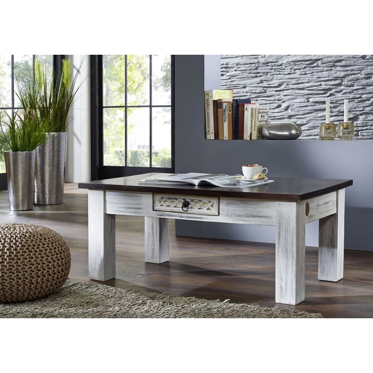 Couchtisch Mango / Akazie 110x60x45 weiß gewachst CASTLE-ANTIK #245 – Bild 6