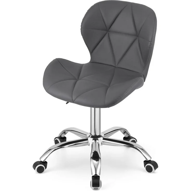 Home Collective Drehstuhl Schreibtischstuhl mit pneumatischer Verstellung (Perfekt für Kinderzimmer, Home Office und Studio), Öko-Ledersitz mit Chromfuß und Gummirädern - dunkelgrau – Bild 3