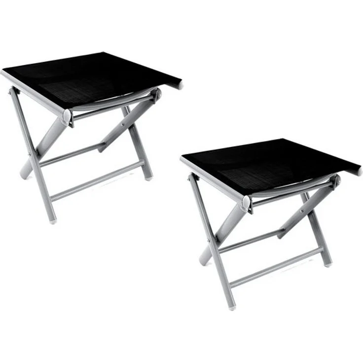 2'er Set Garten Klapphocker / Fußhocker Aluminium - Textilen – Bild 4