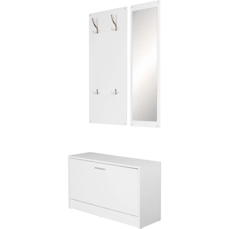 Wohnling Wand-Garderobe JANA mit Spiegel & Schuhschrank, Spanplatte weiß – Bild 8