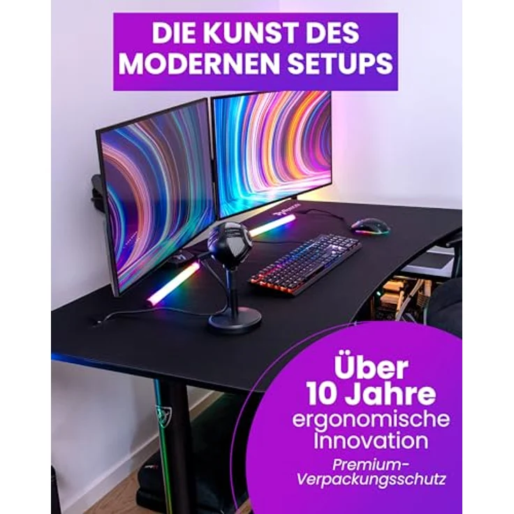 Arozzi Arena Medium Gaming-Tisch, Pure Black, 140 x 75,5 cm Schwarz – Bild 8