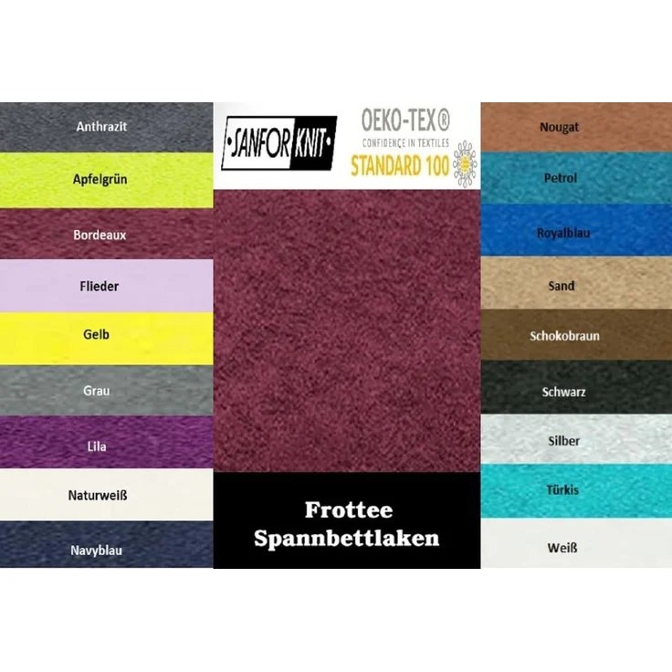 EXKLUSIV HEIMTEXTIL Frottee Spannbettlaken 200 x 220 cm Bordeaux 80% Baumwolle 20% Polyester Öko - Tex Zertifiziert Bed-Sheet Bettlaken Spannbetttuch Topper Leinentuch – Bild 2