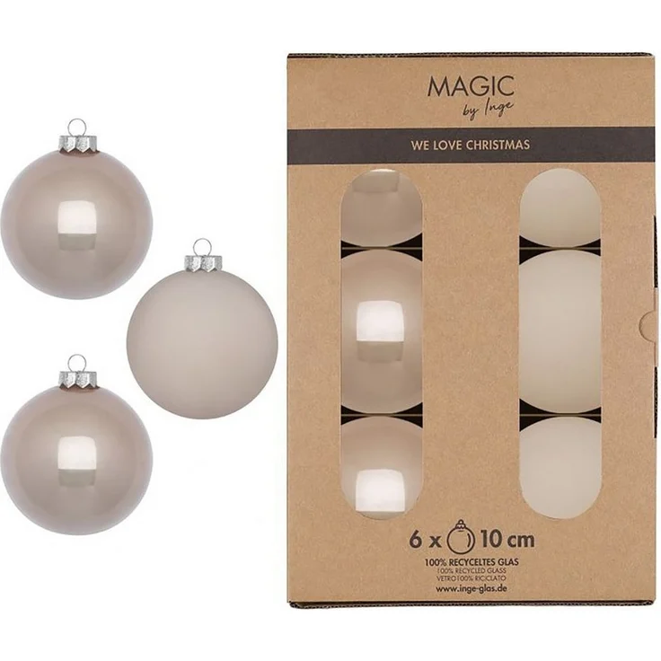 MAGIC by Inge Weihnachtsbaumkugel, Weihnachtskugeln Glas 10cm 6 Stück - Fine Alabaster – Bild 1