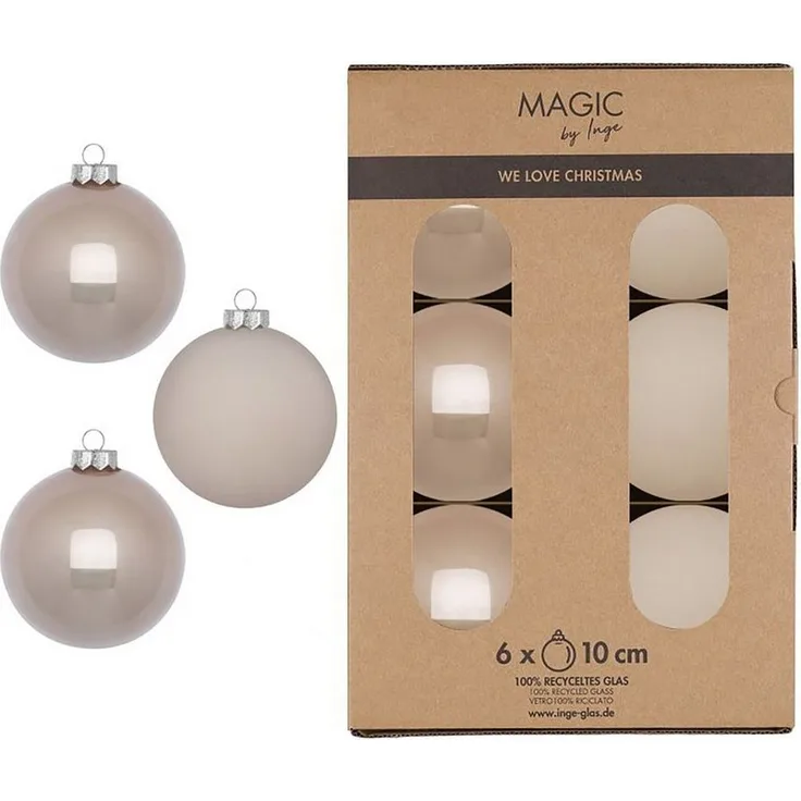 MAGIC by Inge Weihnachtsbaumkugel, Weihnachtskugeln Glas 10cm 6 Stück - Fine Alabaster