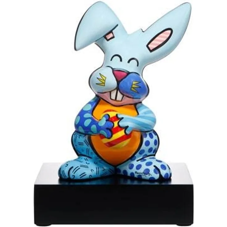 Goebel Figur Romero Britto - Blue Rabbit, Dekofigur, Hase, Pop Art, Porzellan, Bunt, 32 cm, 66452901