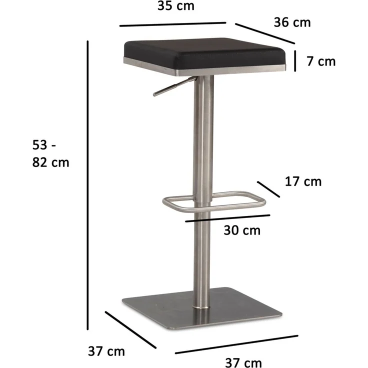 Barhocker Schwarz Kunstleder Edelstahl Barstuhl Modern, Design Tresenstuhl Dr... – Bild 4