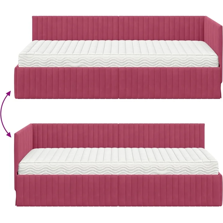 vidaXL Eckbettgestell mit Matratze mit Kopfteil 2 pcs Samt 3393822 – Bild 12