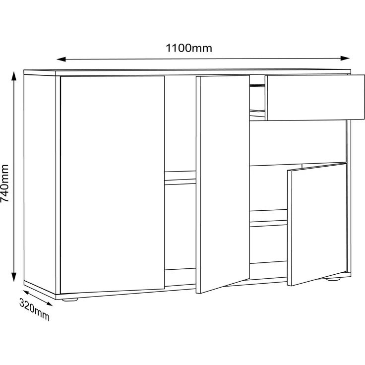 VCM Kommode & Sideboard Salia 920815 Weiß H. 74 x B. 110 x T. 33 cm – Bild 4