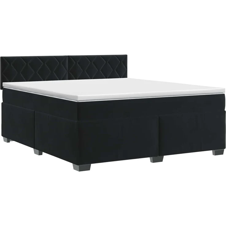 vidaXL Boxspringbett mit Matratze Schwarz 140 x 190 cm Samt 3450718 – Bild 2