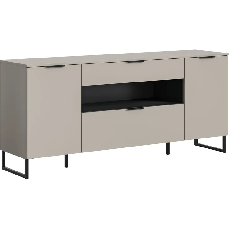 Sideboard B/H/T: 80x185x41 cm in Kaschmir Nachbildung und schwarz