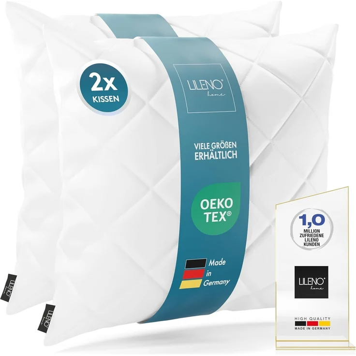 LILENO HOME 2er Set Kissenfüllung 80x80 cm - 95°C waschbares Innenkissen geeignet für Allergiker - Polyester Kisseninlet als Couchkissen, Sofa Kissen, Cocktailkissen und Kopfkissen