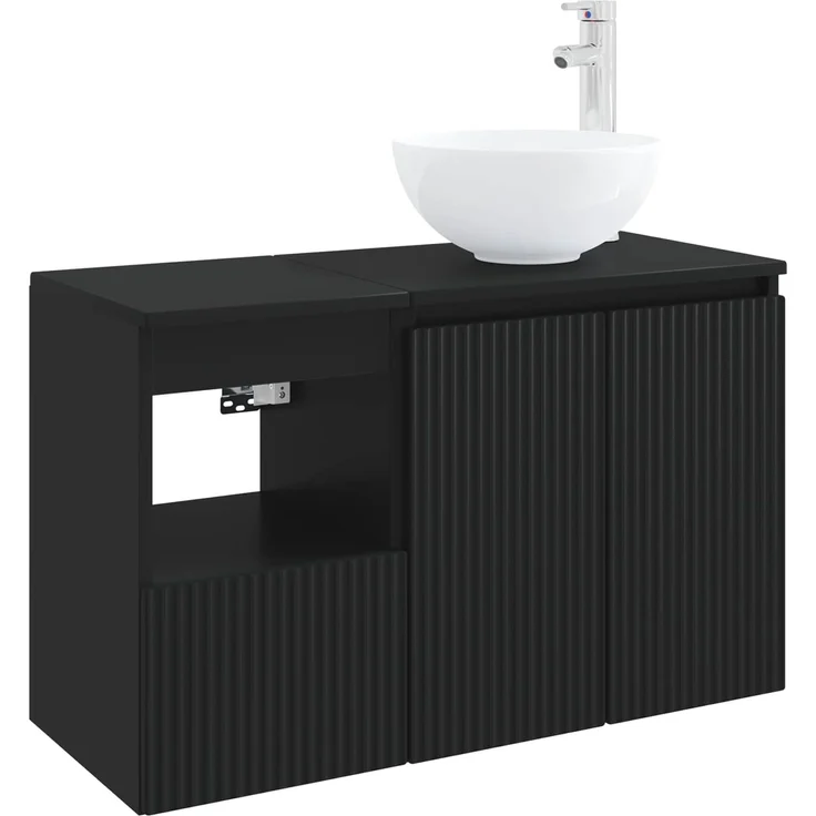vidaXL Badezimmerschrank-Set 2 stk. Schwarz 79,5 x 41 x 80 cm 3404035 – Bild 2