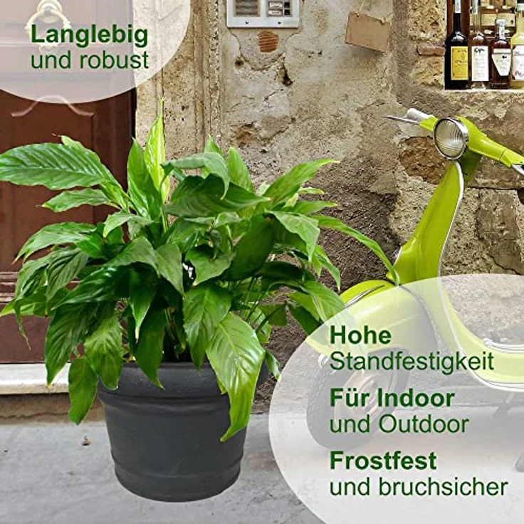 Heimwerkercenter Pflanzkübel MePla Blumentopf Pflanzkübel Monza ø30 cm, Terra, frostfester Kunstoff – Bild 7