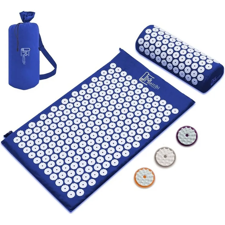 Montegoni Akupressurmatte mit Kissen für Massage & Schmerzlinderung, Shakti Matte Original (mit Praktische Tragetasche, Akupressur Set für Entspannung, Stimulation und Meditation), Stimulierende Spitzen, Entspannung, Schmerzlinderung