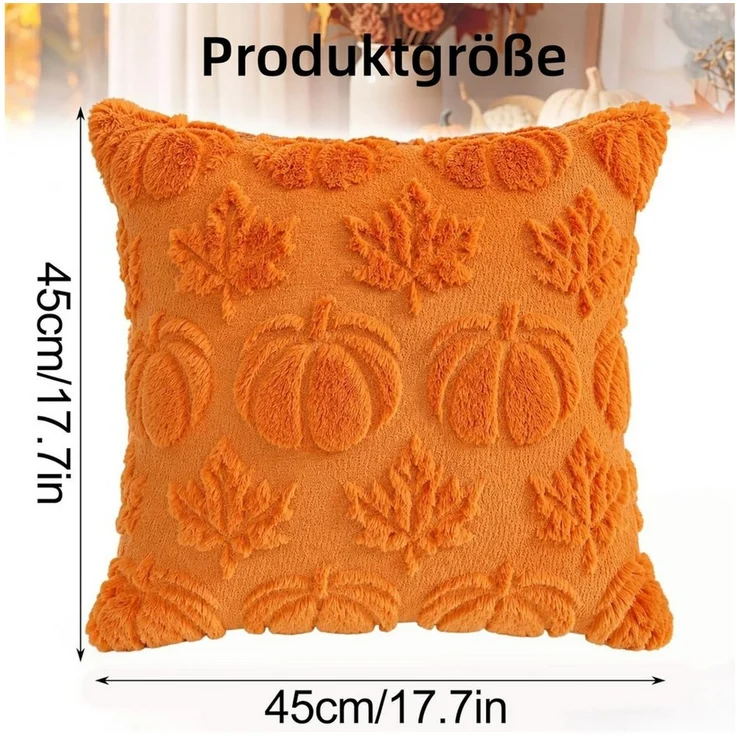 FOUORTUNATE-BEE Kissenbezug Herbstliche Kissenhüllen mit Ahornblatt & Kürbis, 2er Set, 45×45 cm, (2 Stück), 2er Set Herbst-Kissenbezüge, weich, 45×45 cm, für Sofa & Wohnzimmer – Bild 2