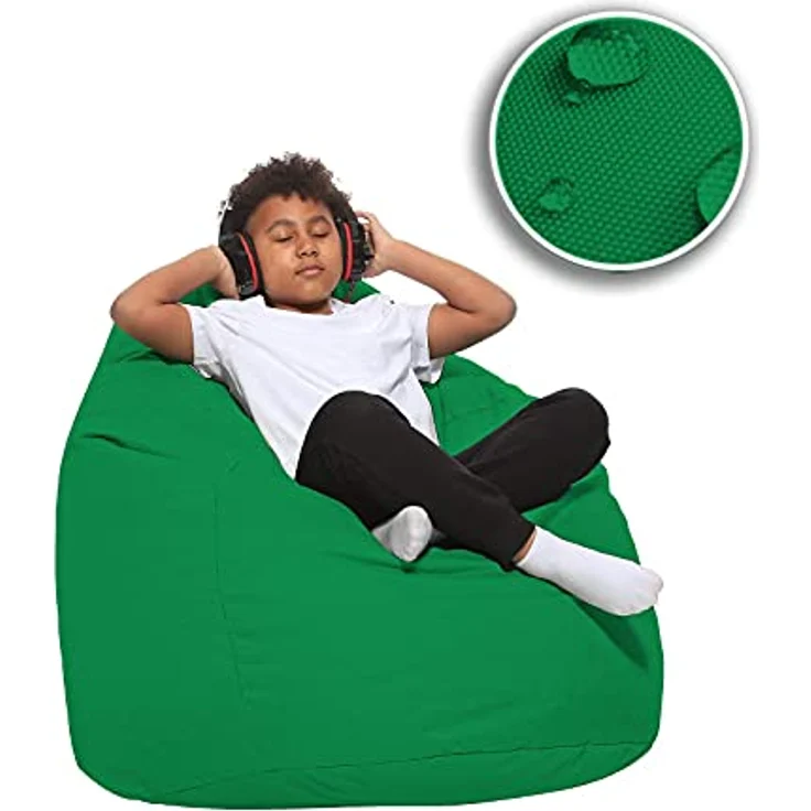 HomeIdeal - Sitzsack XXL Bodenkissen für Erwachsene & Kinder - Geeignet für Gaming oder Entspannen - Indoor wie Outdoor da er Wasserfest ist - mit EPS Perlen, Farbe:Grün, Größe:XXXL – Bild 9