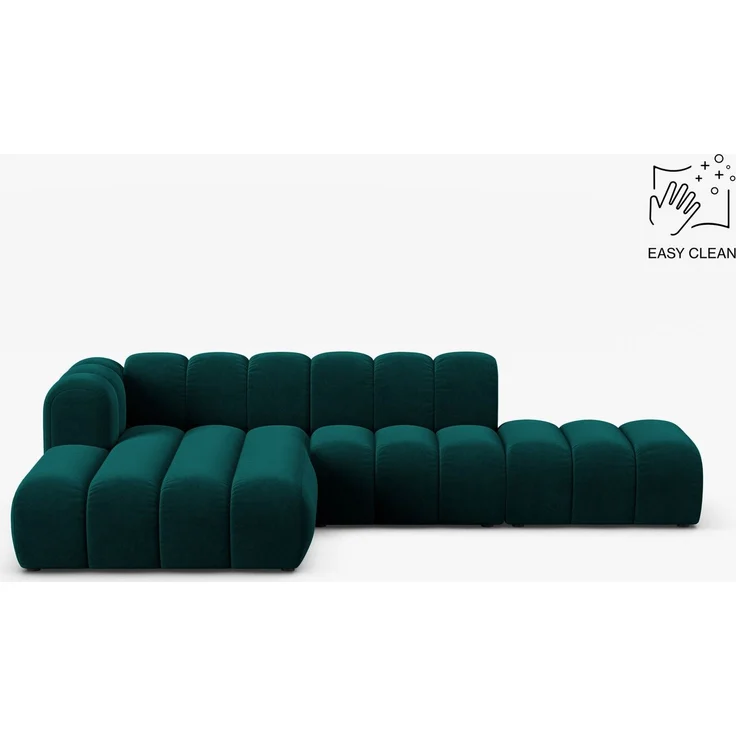 Micadoni Modulares Ecksofa offen Lupine 5-Sitzer Samt Venus Dunkel Petrol Links – Bild 1