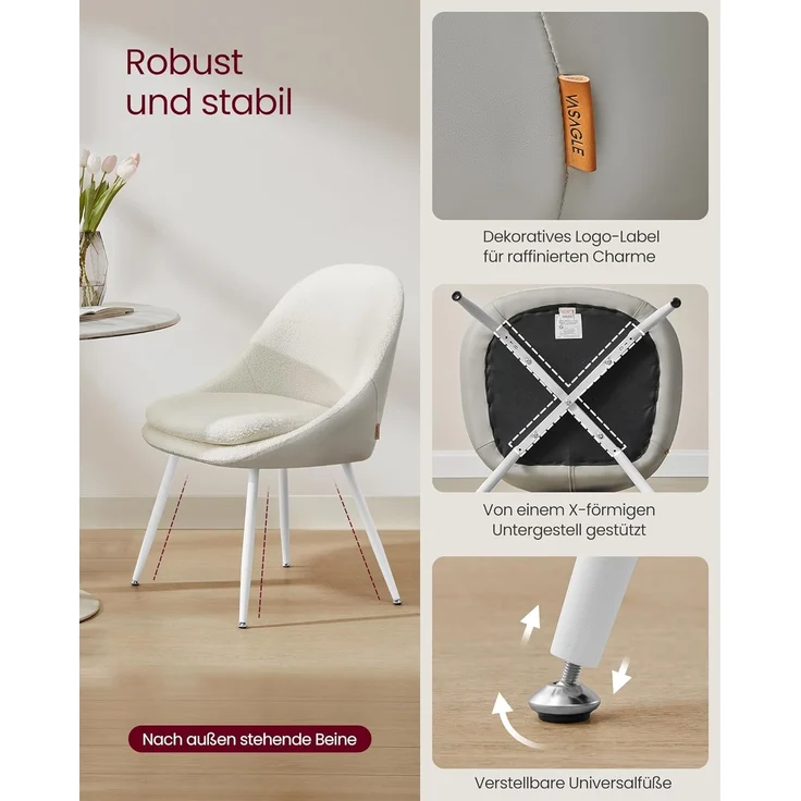 VASAGLE Esszimmerstuhl 2er Set/ 4er Set Küchenstuhl (4 St), stuhl bis 120 kg – Bild 7