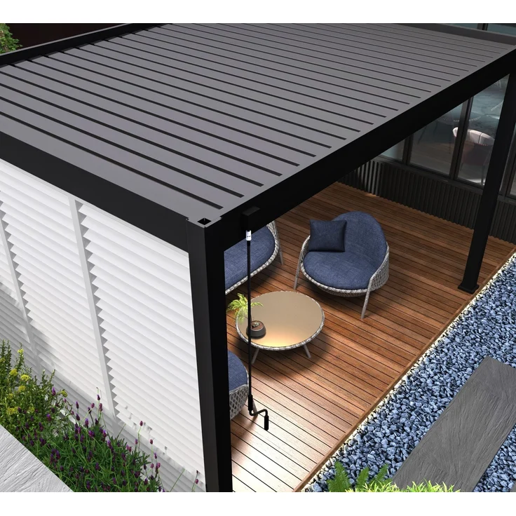 Weide Horizontale Lamellenwand für Weide Pergola | drehbare Lamellen | aus Aluminium | Weiß – Bild 4