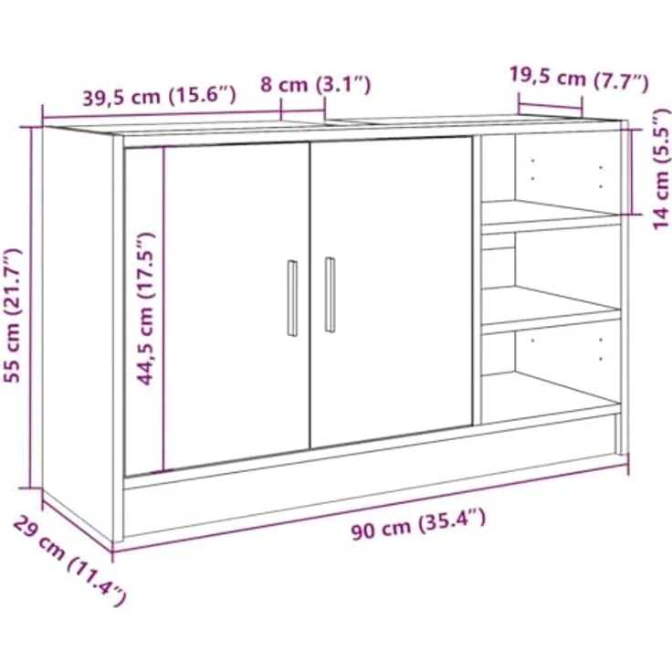 vidaXL Waschbeckenunterschrank Weiß 90x29x55 cm Holzwerkstoff 848122 – Bild 4