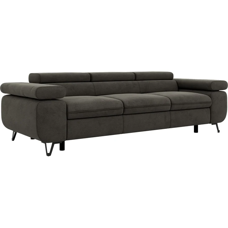 3-Sitzer Polstersofa PETER, verstellbaren Armlehnen und Kopfstütze, breite 262 cm, Gepolsterte Couch, Wellenfeder - Dunkelgrau Velvet – Bild 6