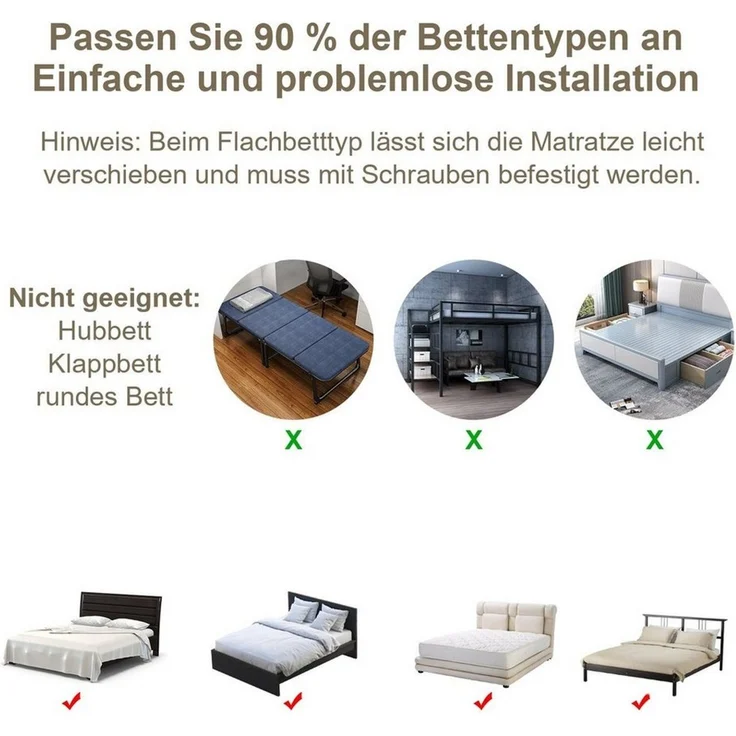 Clanmacy Bettschutzgitter Bettgitter, Bettgitter, Kinderbettgitter für Kinder, Babybettgitter (klappbar, tragbar, Kinderbettschutzgitter, Fallschutz 150-200cm), aus Metall – Bild 2