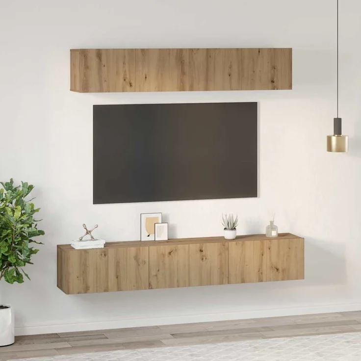 vidaXL TV-Schrankset Wandmontiert 5 pcs Artisan-Eiche Holzwerkstoff 3393407 – Bild 3