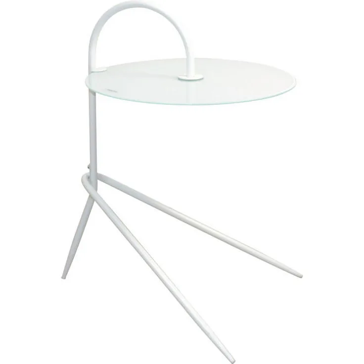 MID.YOU Beistelltisch, Weiß, Metall und Glas, rund, 52x64x45 cm, einfacher Aufbau