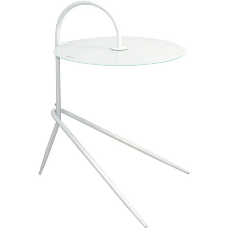 MID.YOU Beistelltisch, Weiß, Metall und Glas, rund, 52x64x45 cm, einfacher Aufbau