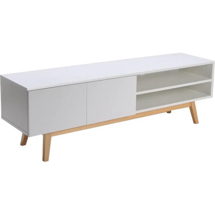 Weber Industries Lowboard, Weiß, Holzwerkstoff mit 2 Türen und 1 Nische, rechteckig, 42x50x160 cm, für Wohnzimmer