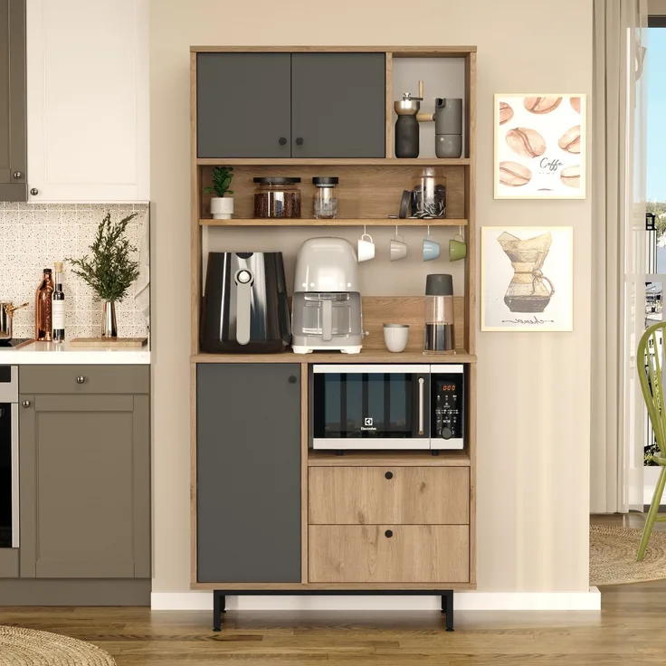 Skye Decor 'LAT4-SA' Mehrzweckschrank, Eiche / Anthrazit, 88 x 180 x 35,5 cm