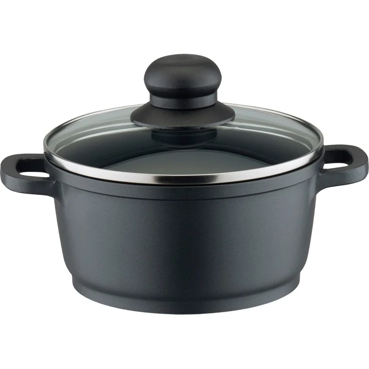 Elo Basic Topf-Set Black Cast, Aluminiumguss (Set, 7-tlg, 3 Töpfe mit Deckel, 1 Stielkasserolle), mit hochwertiger Antihaftversiegelung, Induktion – Bild 2