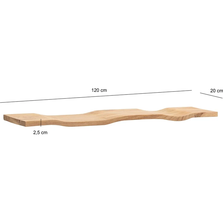 FINEBUY Wandregal FB74754 Wandregal Akazie Massivholz 120cm in moderner Wellenform, Elegantes Regalbrett mit geschwungener Form, Handgefertigt aus Akazienholz – Bild 3